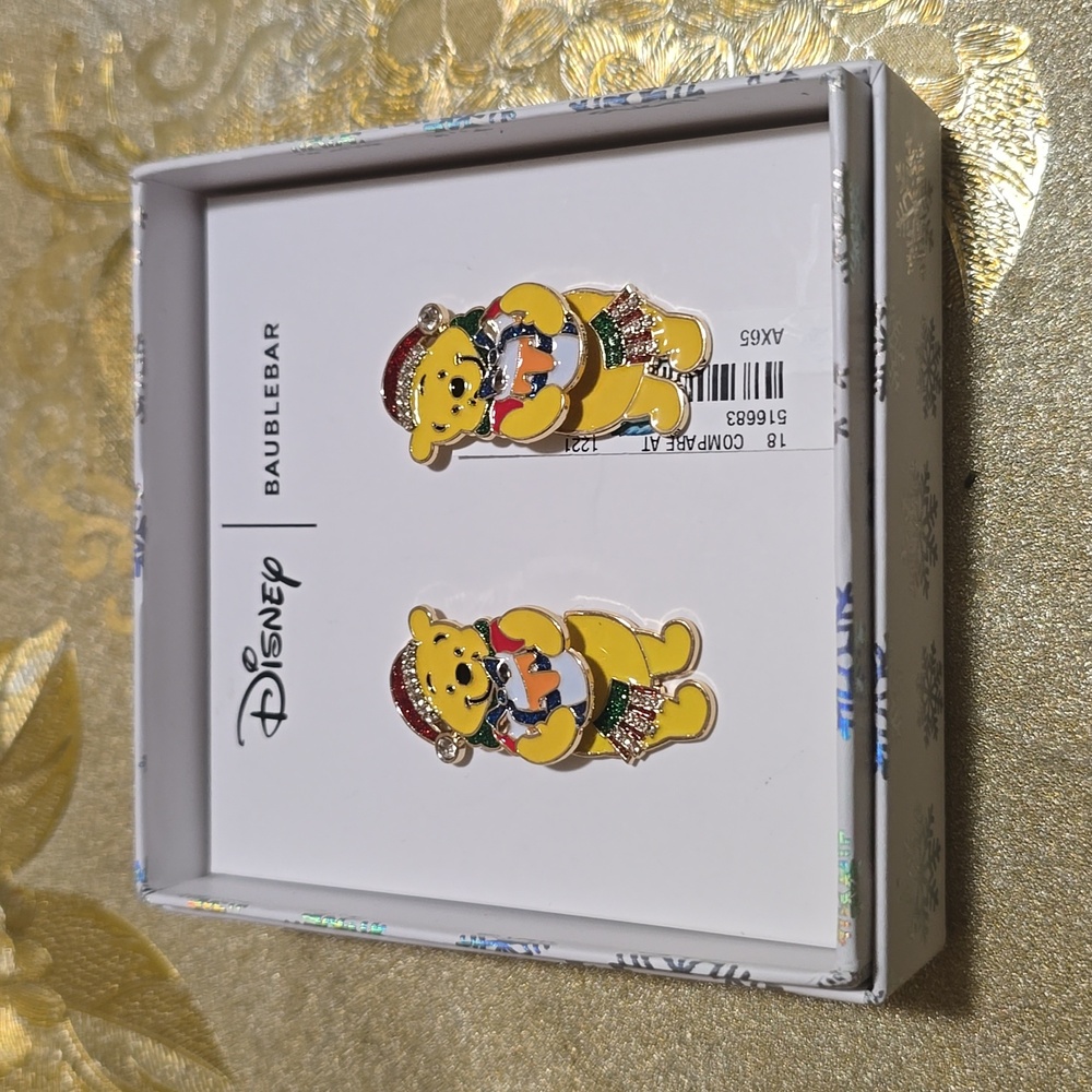 Disney x Baublebar Winnie the Pooh Winter Hat Slider Earrings. OS